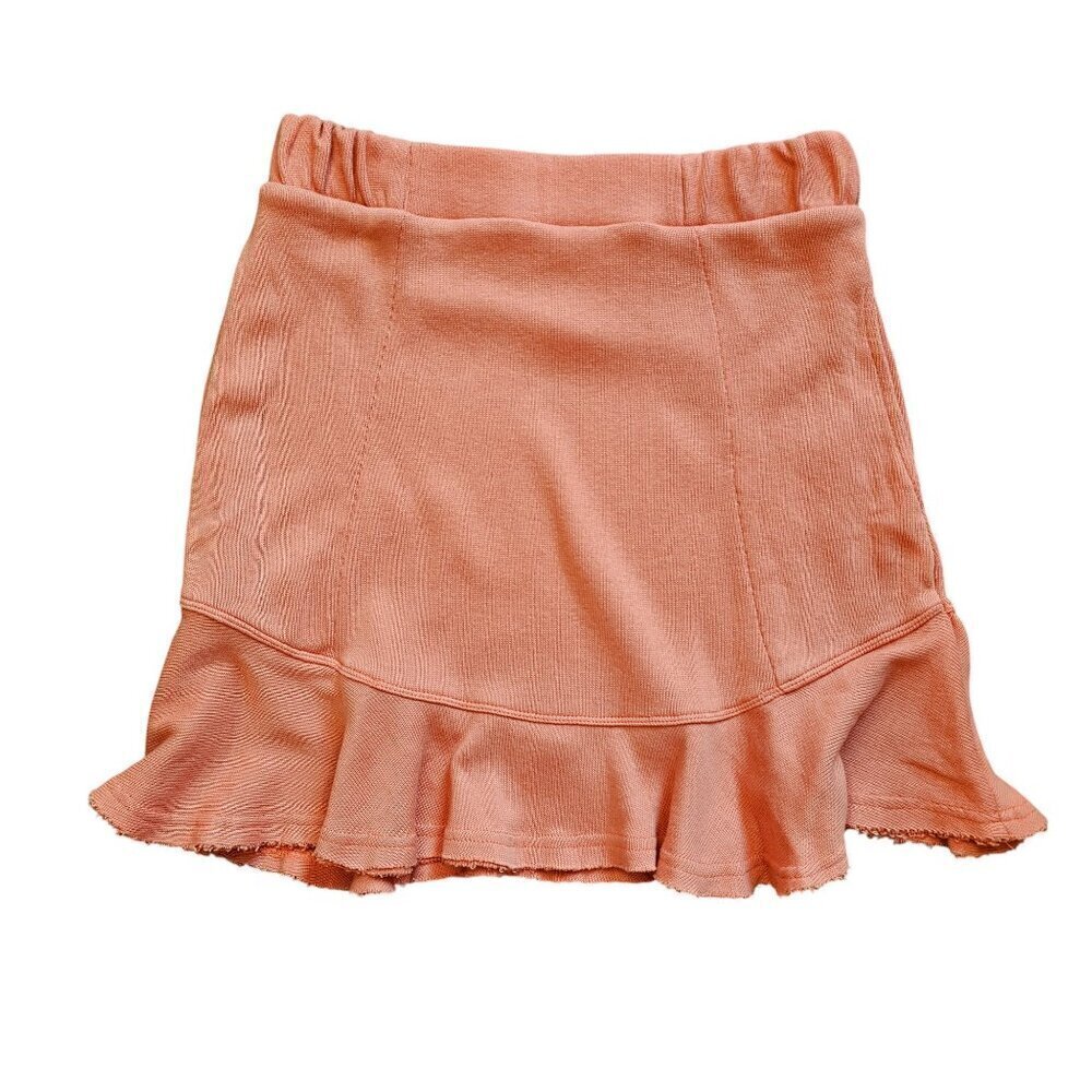 Free People Beach Coral Swing Ruffle Mini Skirt Sz S